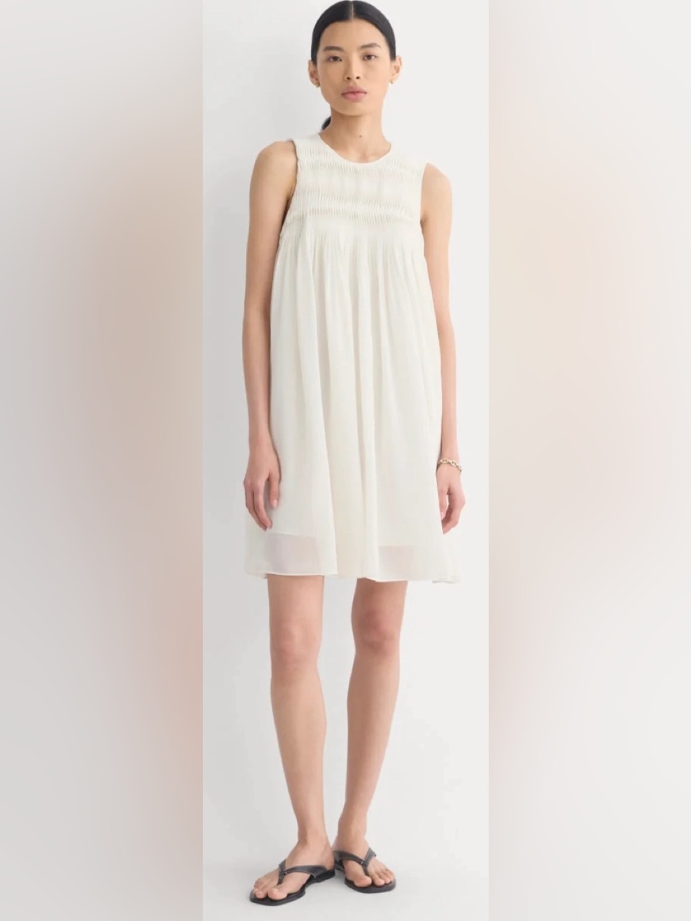 EVERLANE TWISTED PLEATED MINI DRESS IN SILK GEORGETTE 14